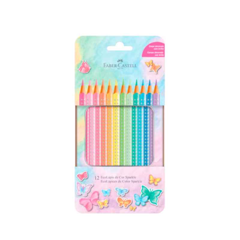 Estuche de Metal con x12 Lapices Pastel Sparkle Faber-Castell